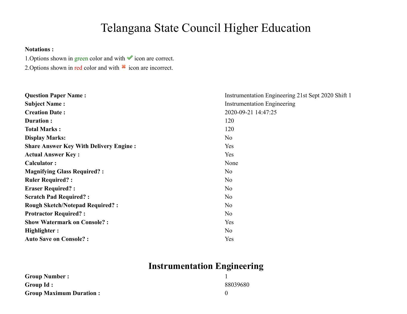 TS PGECET 2020: Instrumentation Engineering Question Papers - Page 1