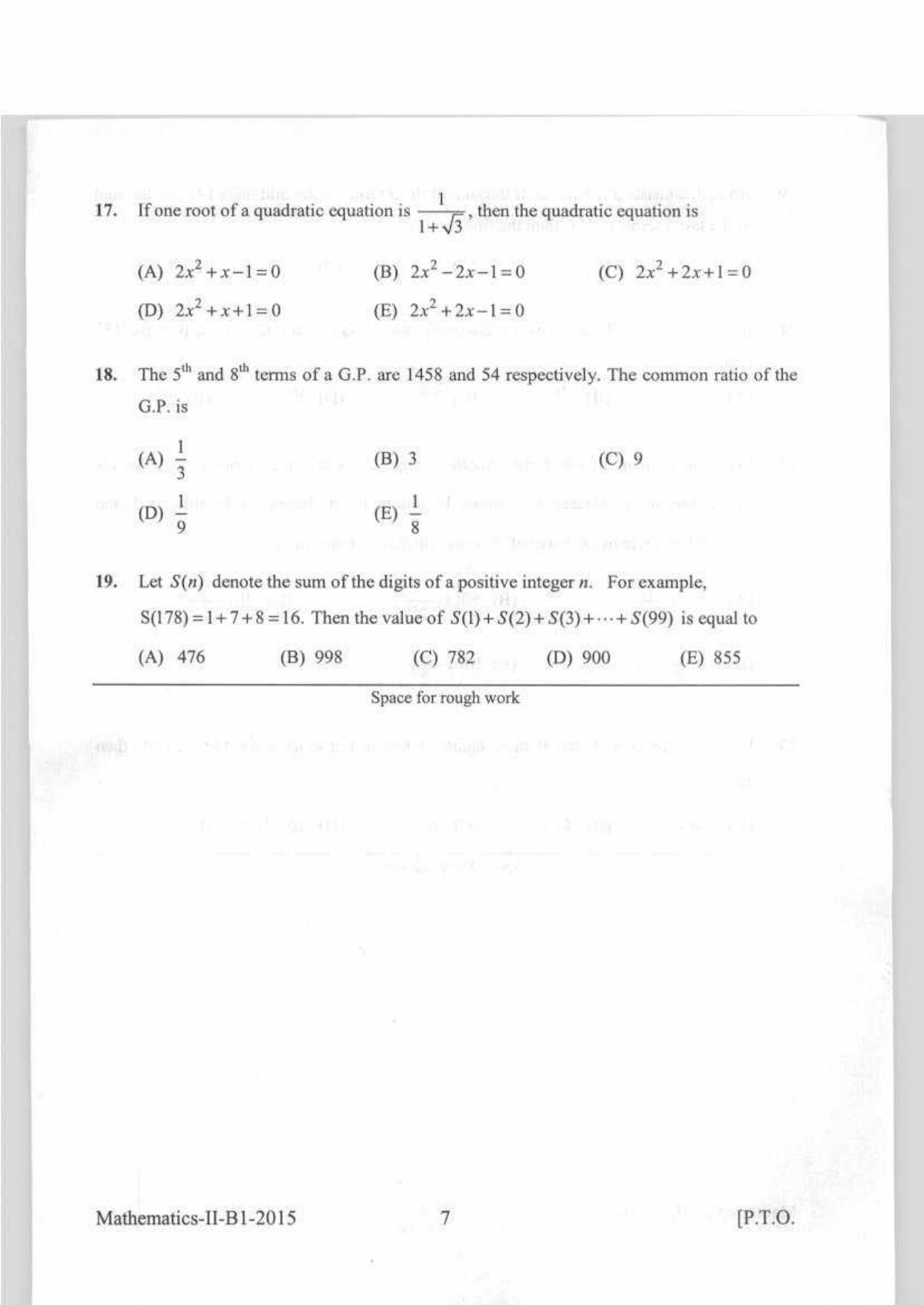KEAM Paper II 2015 Question Paper - Page 7
