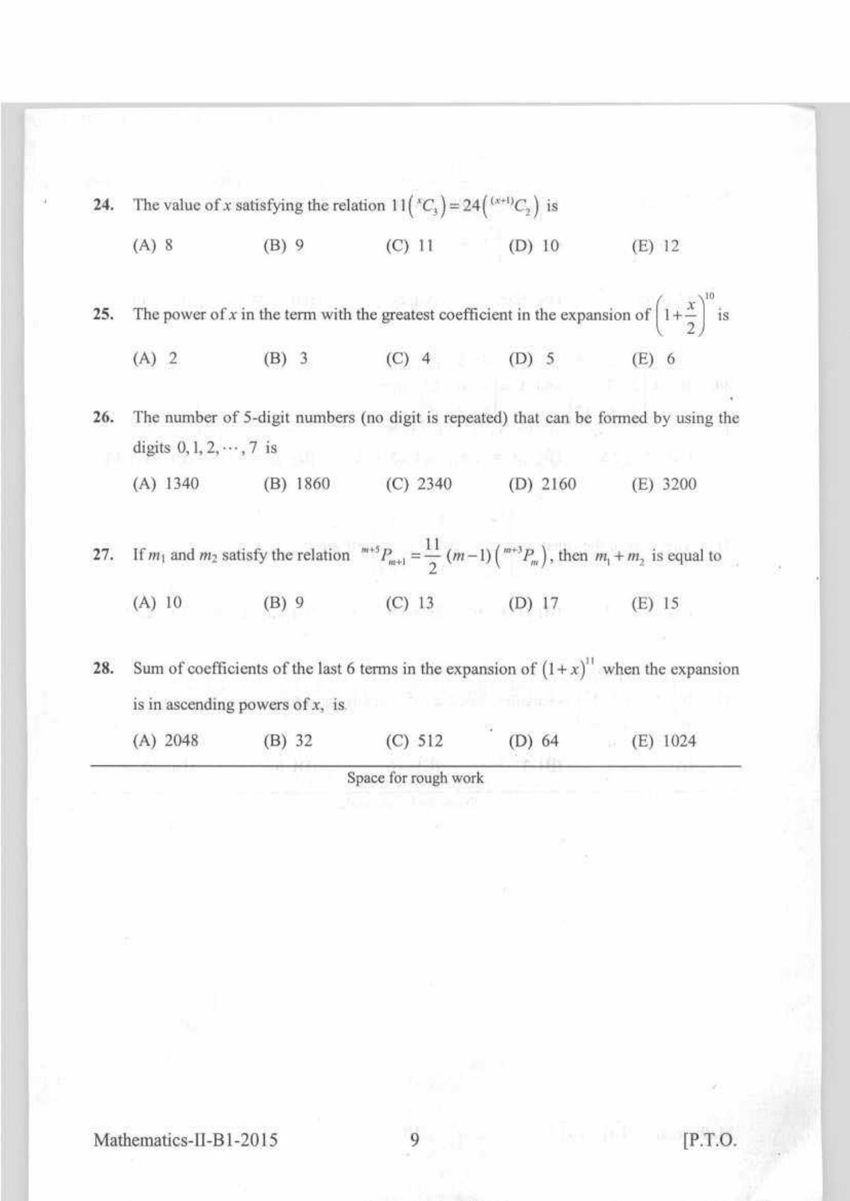 KEAM Paper II 2015 Question Paper - Page 9