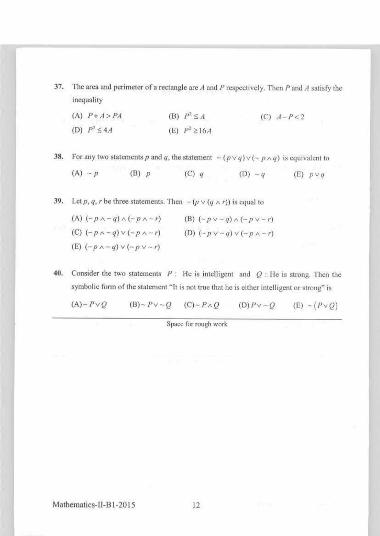 KEAM Paper II 2015 Question Paper - Page 12