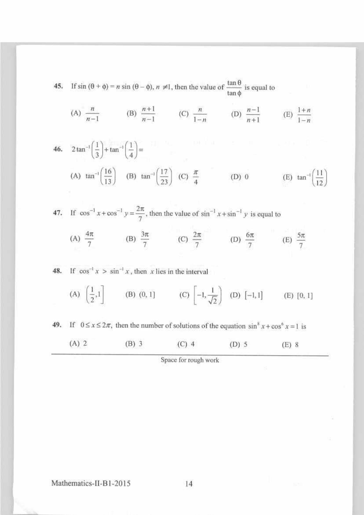 KEAM Paper II 2015 Question Paper - Page 14