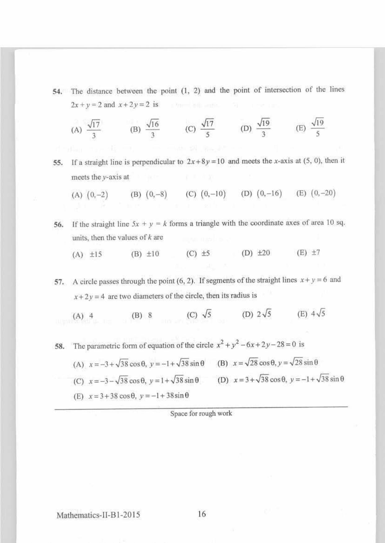 KEAM Paper II 2015 Question Paper - Page 16