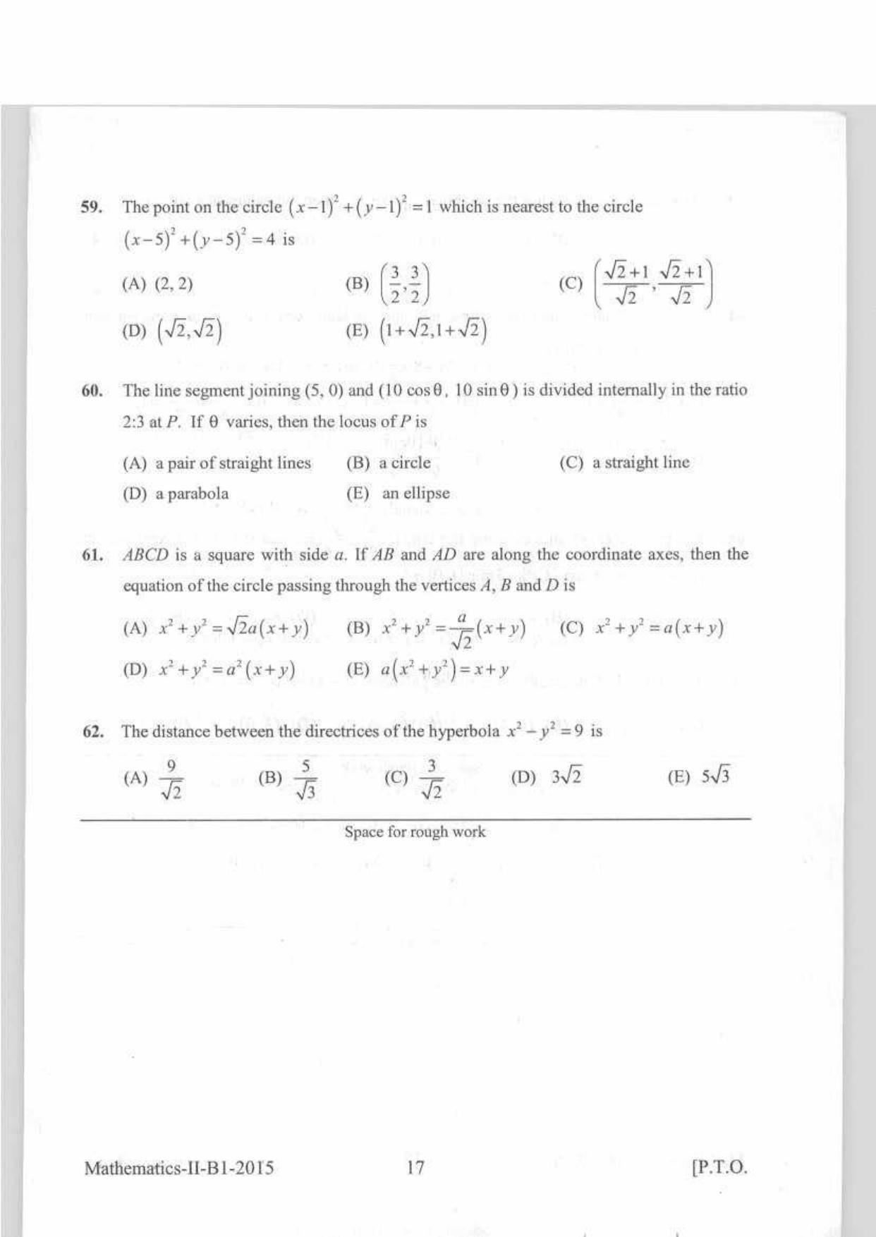 KEAM Paper II 2015 Question Paper - Page 17