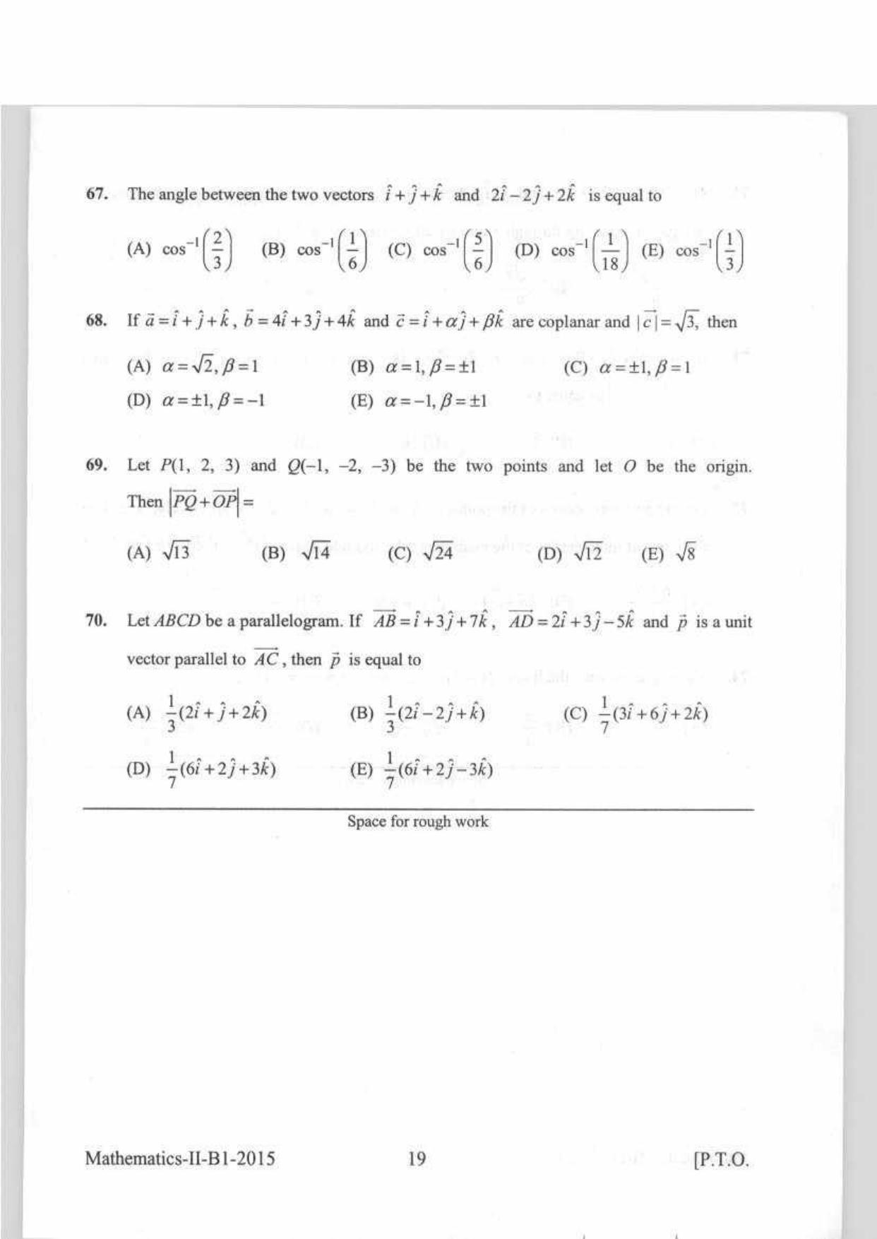 KEAM Paper II 2015 Question Paper - Page 19