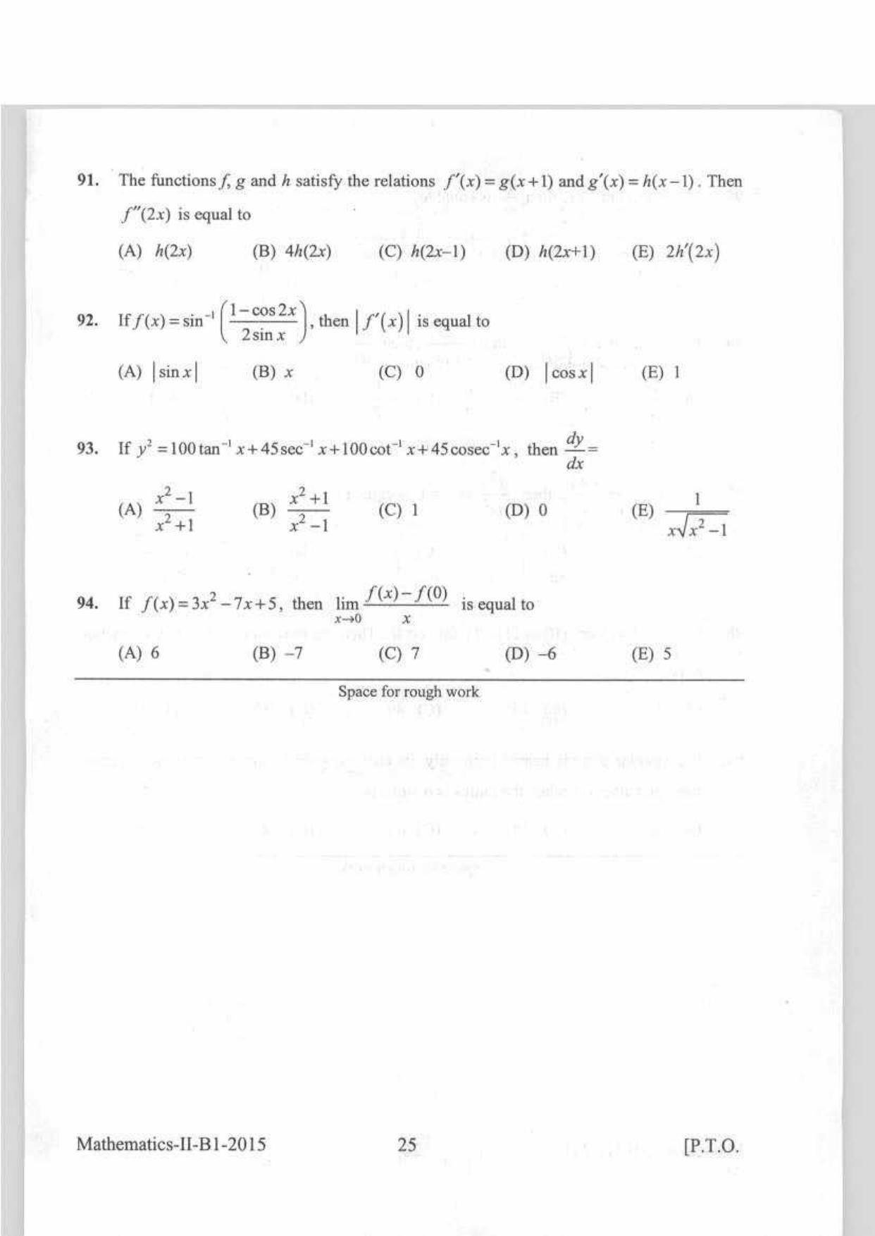 KEAM Paper II 2015 Question Paper - Page 25