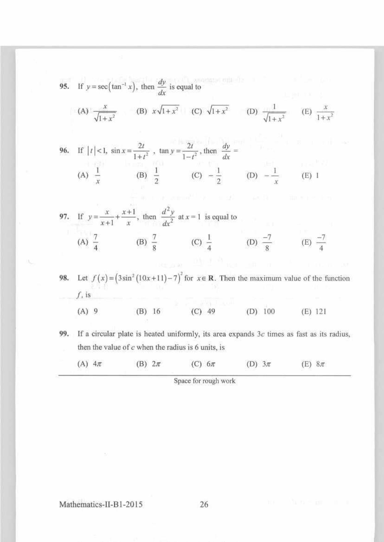 KEAM Paper II 2015 Question Paper - Page 26