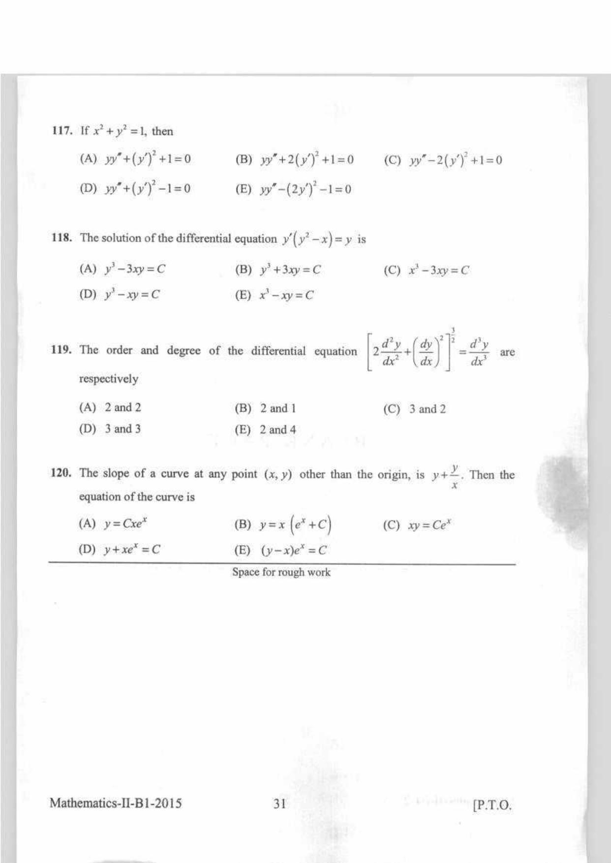KEAM Paper II 2015 Question Paper - Page 31