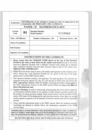 KEAM Paper II 2015 Question Paper