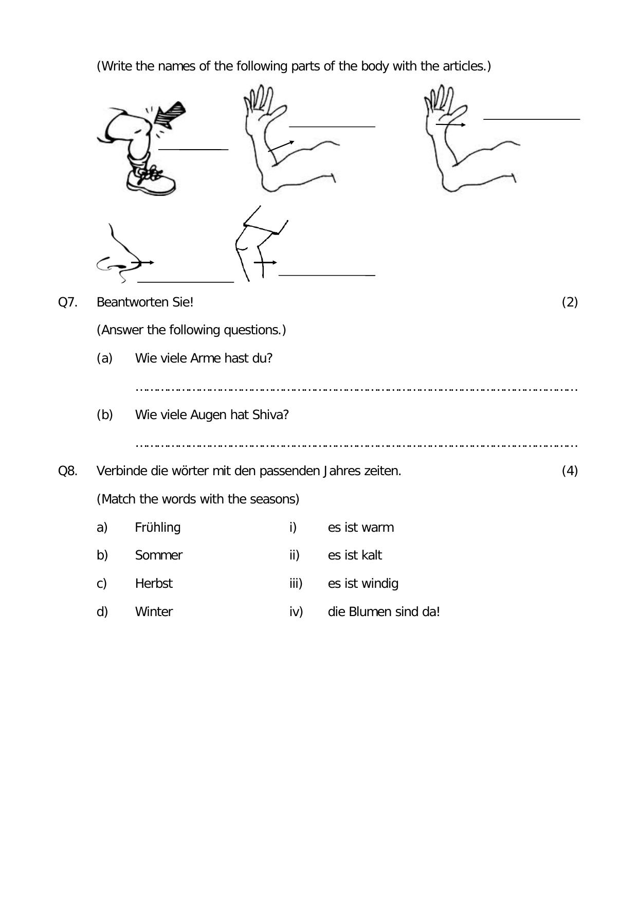 Worksheet for Class 4 German Assignment 1 - Page 3