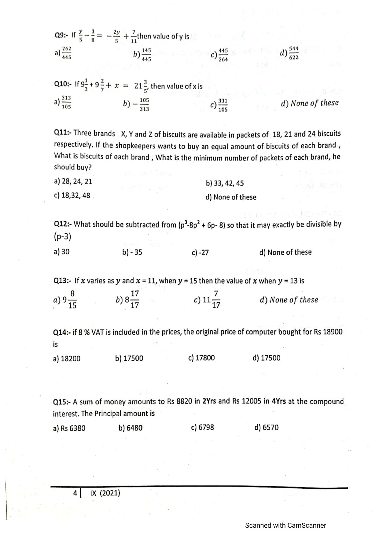 JKSSEE 2021 Class 9 Question Paper - Page 3