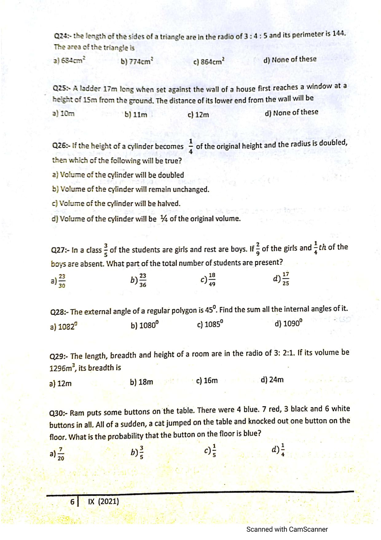 JKSSEE 2021 Class 9 Question Paper - Page 5