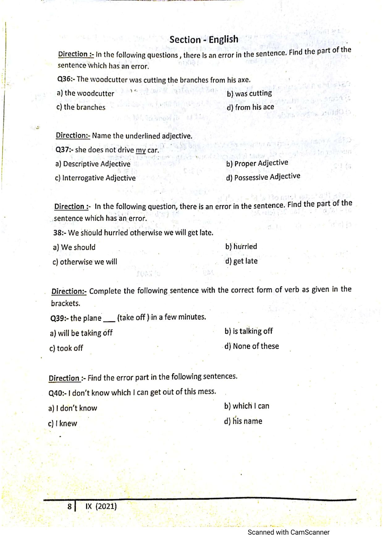 JKSSEE 2021 Class 9 Question Paper - Page 7