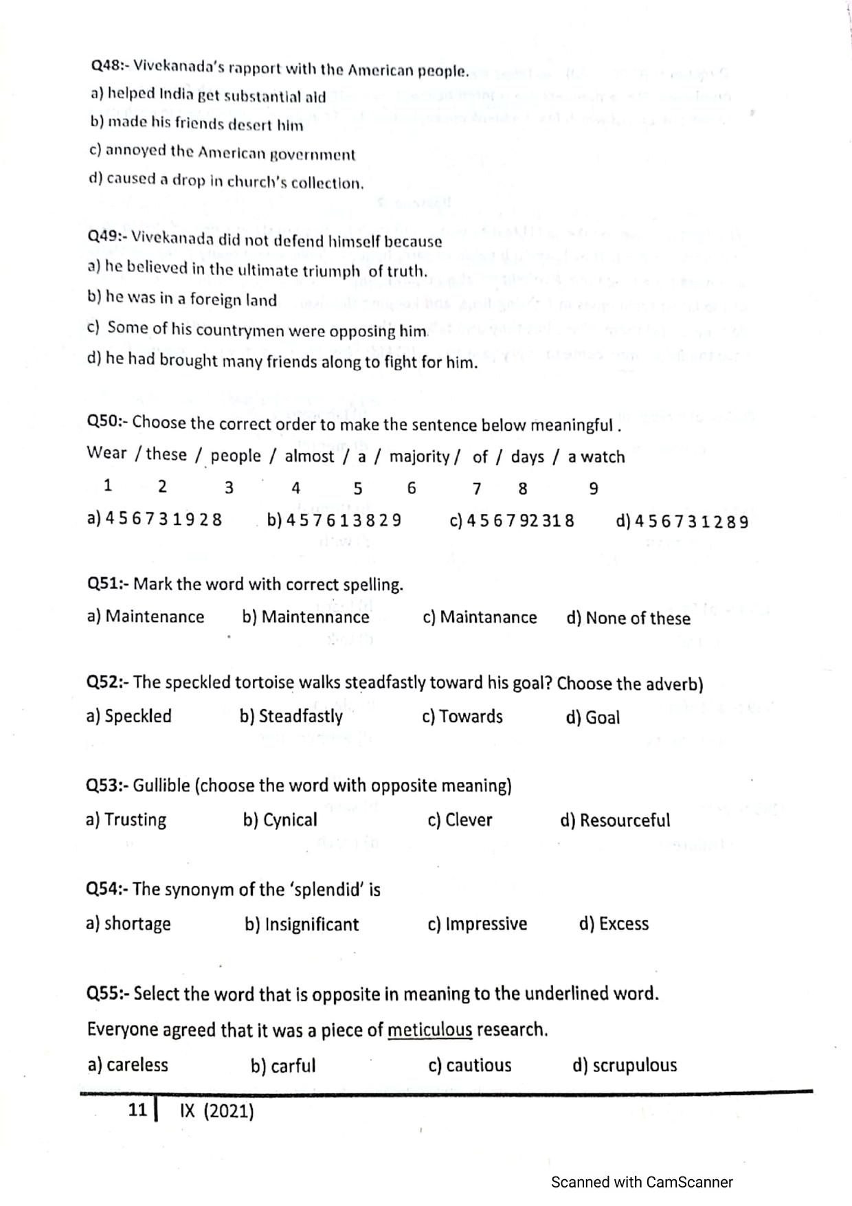 JKSSEE 2021 Class 9 Question Paper - Page 10