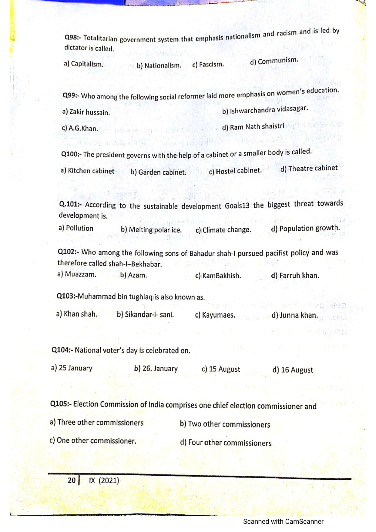 JKSSEE 2021 Class 9 Question Paper - Page 19