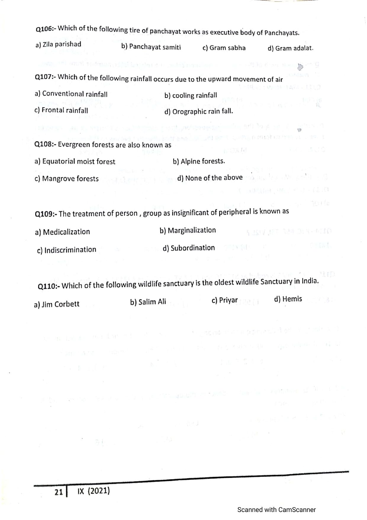 JKSSEE 2021 Class 9 Question Paper - Page 20
