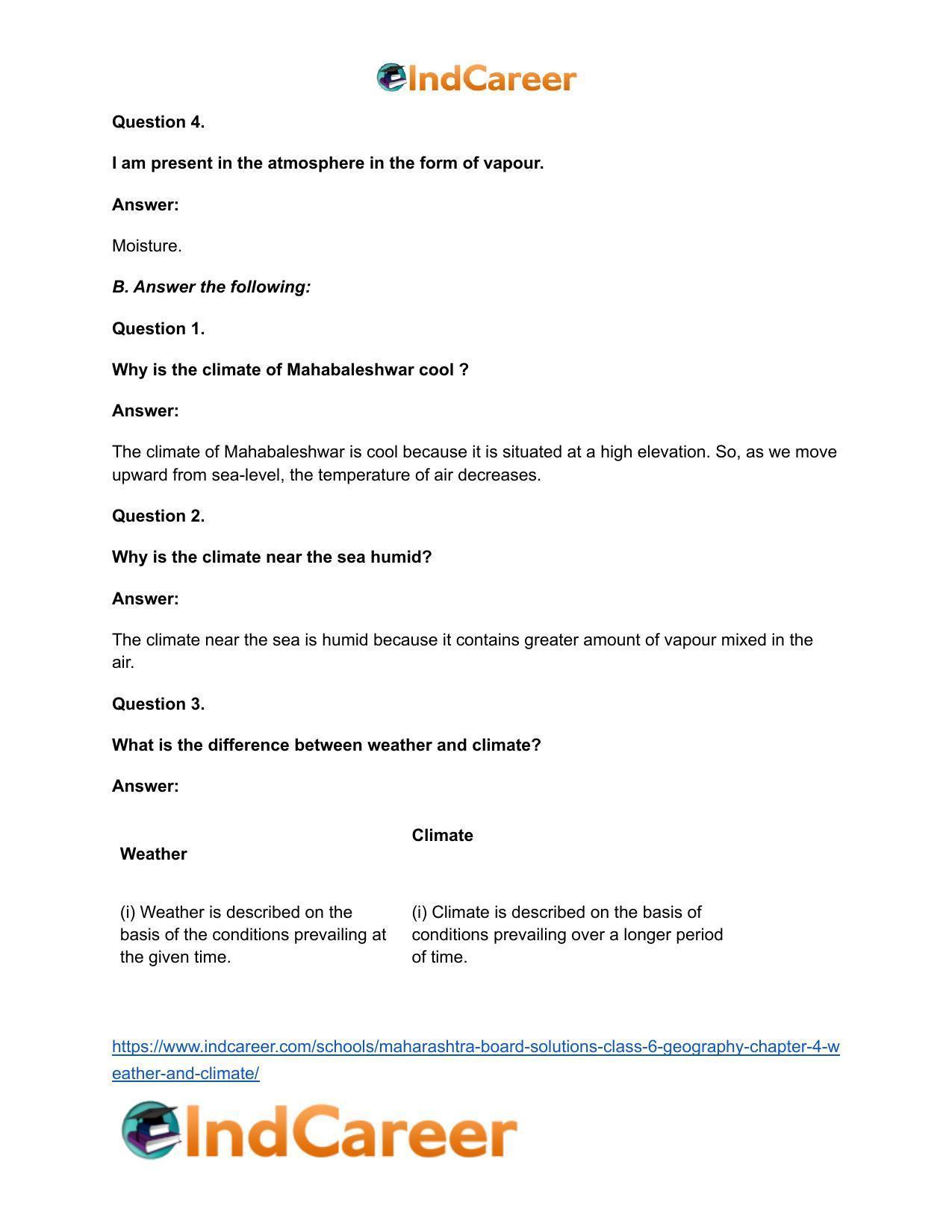 Maharashtra Board Solutions Class 6-Geography: Chapter 4- Weather and Climate - Page 3