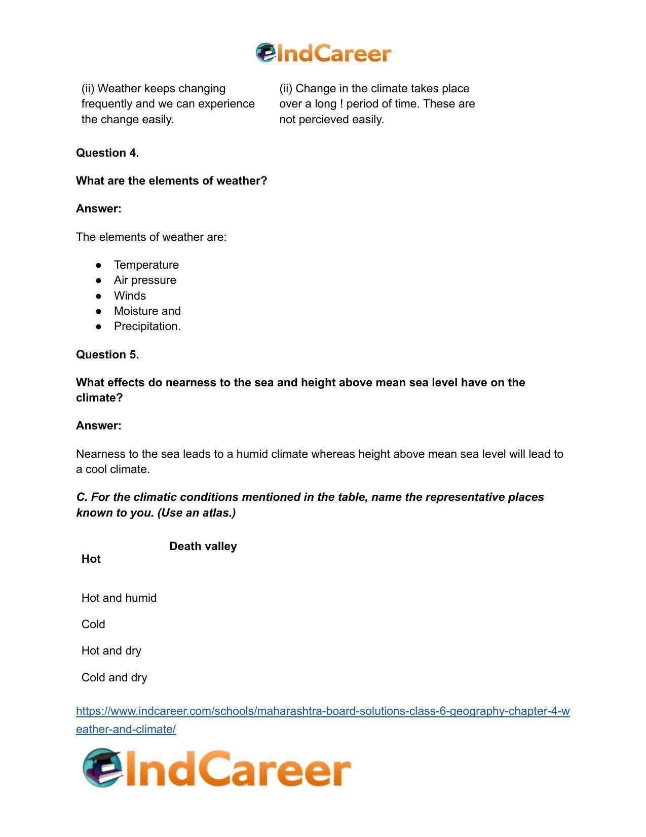 Maharashtra Board Solutions Class 6-Geography: Chapter 4- Weather and Climate - Page 4