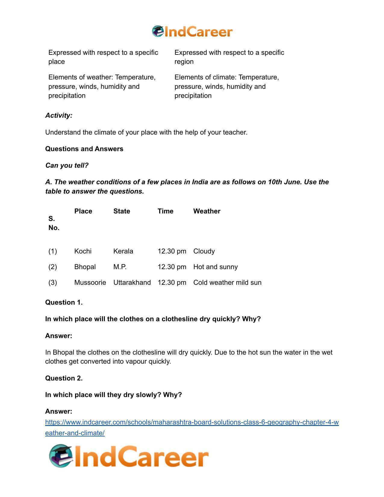 Maharashtra Board Solutions Class 6-Geography: Chapter 4- Weather and Climate - Page 6