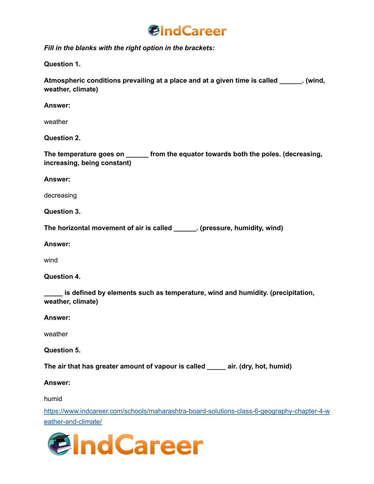 Maharashtra Board Solutions Class 6-Geography: Chapter 4- Weather and Climate - Page 10