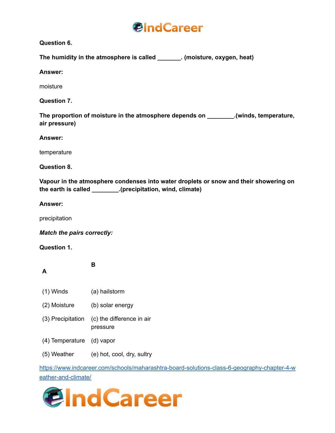 Maharashtra Board Solutions Class 6-Geography: Chapter 4- Weather and Climate - Page 11