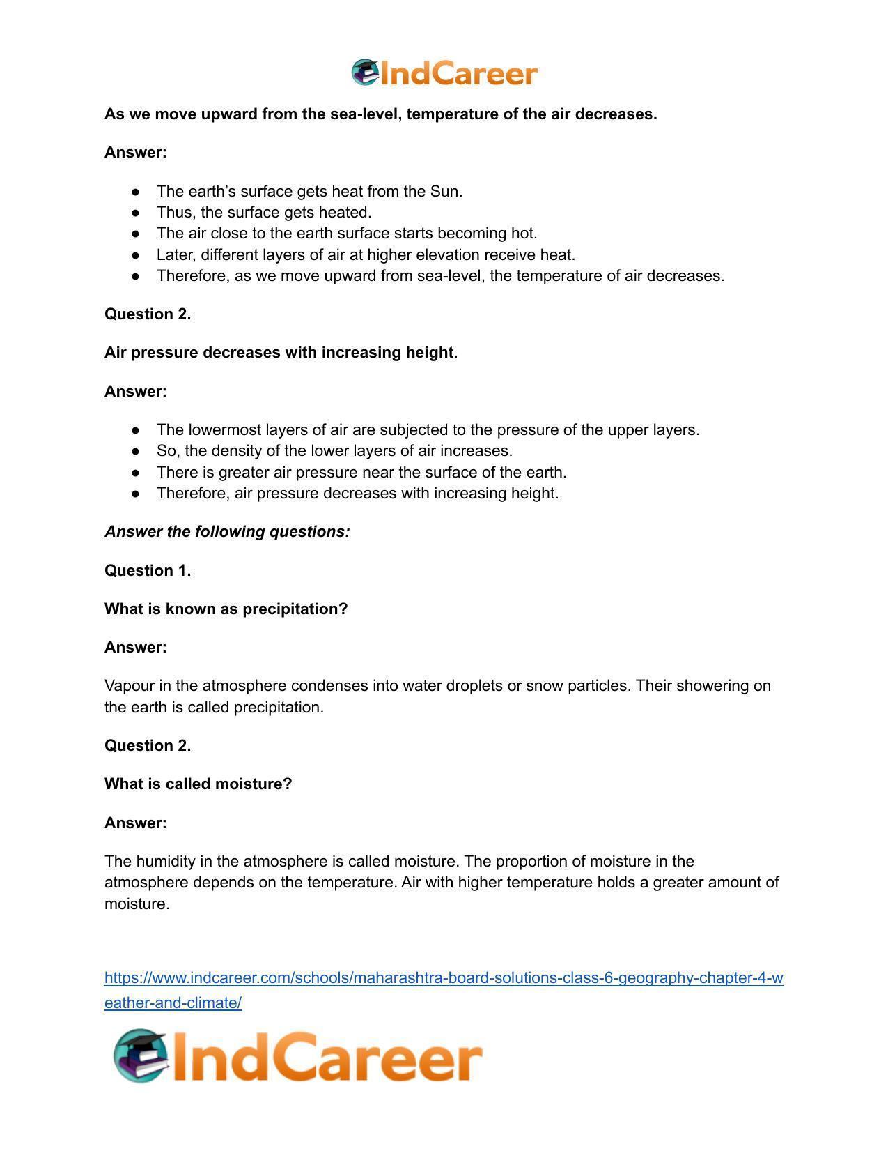 Maharashtra Board Solutions Class 6-Geography: Chapter 4- Weather and Climate - Page 14