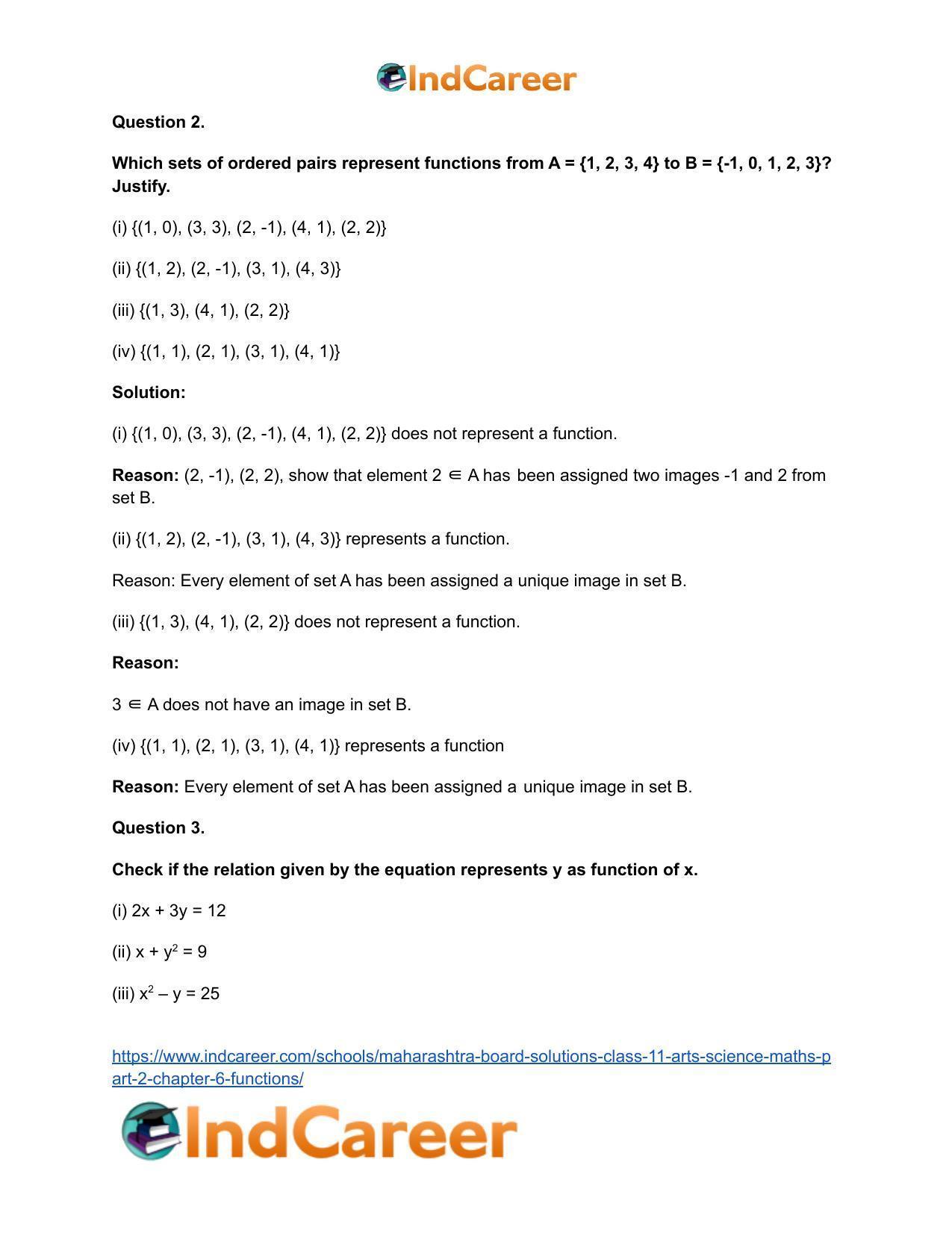 Maharashtra Board Solutions Class 11-Arts & Science Maths (Part 2): Chapter 6- Functions - Page 4