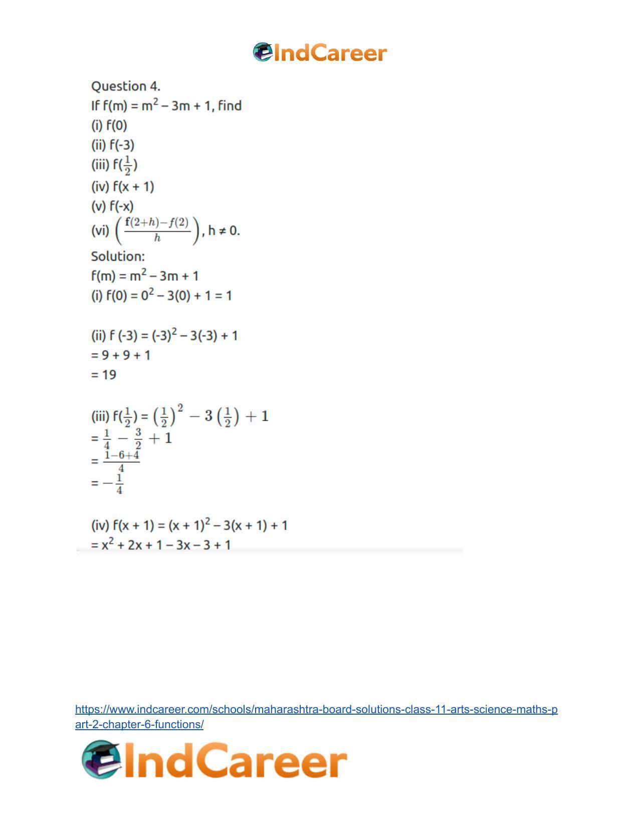Maharashtra Board Solutions Class 11-Arts & Science Maths (Part 2): Chapter 6- Functions - Page 6
