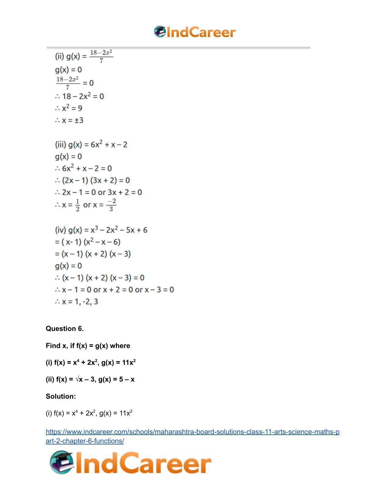 Maharashtra Board Solutions Class 11-Arts & Science Maths (Part 2): Chapter 6- Functions - Page 8
