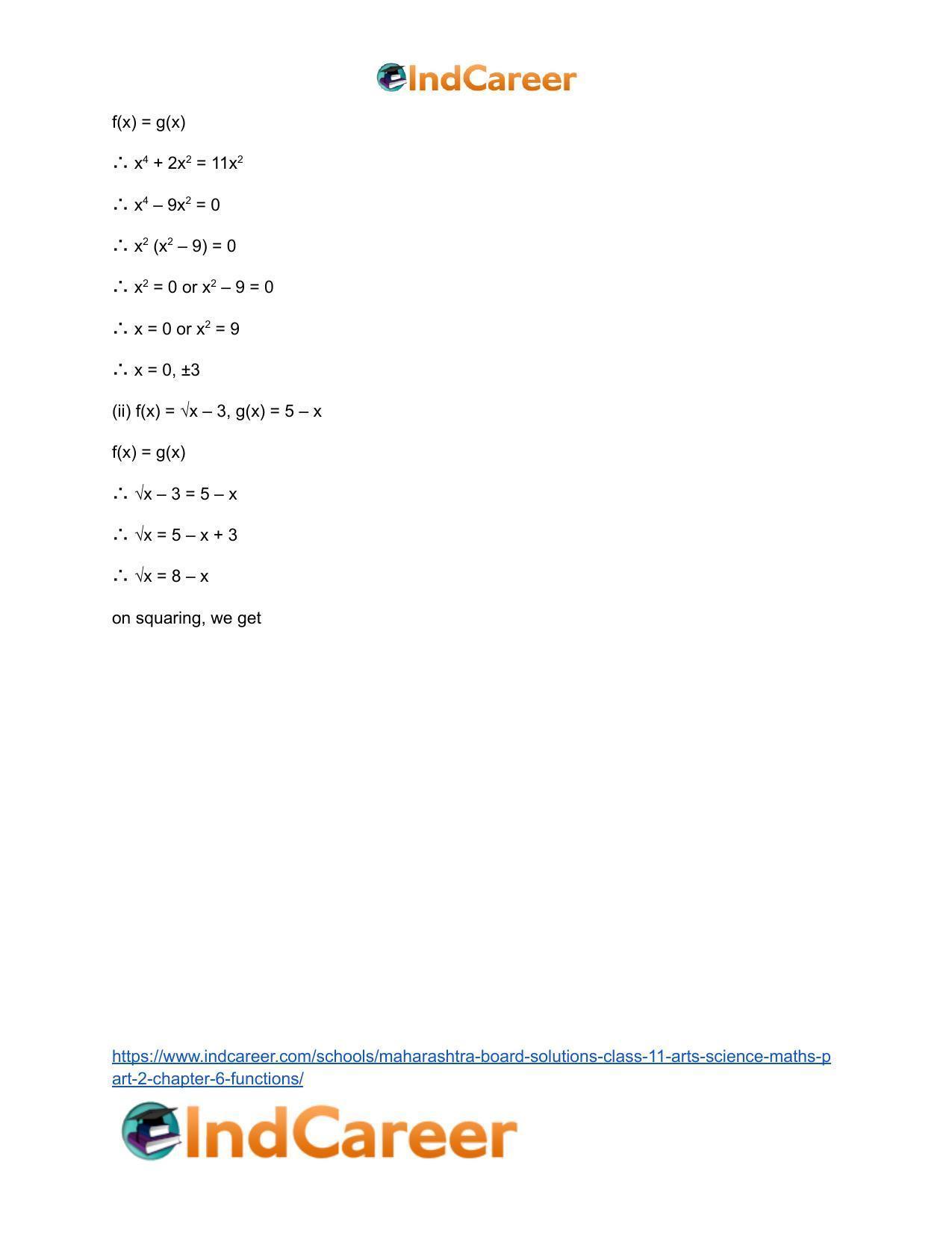 Maharashtra Board Solutions Class 11-Arts & Science Maths (Part 2): Chapter 6- Functions - Page 9