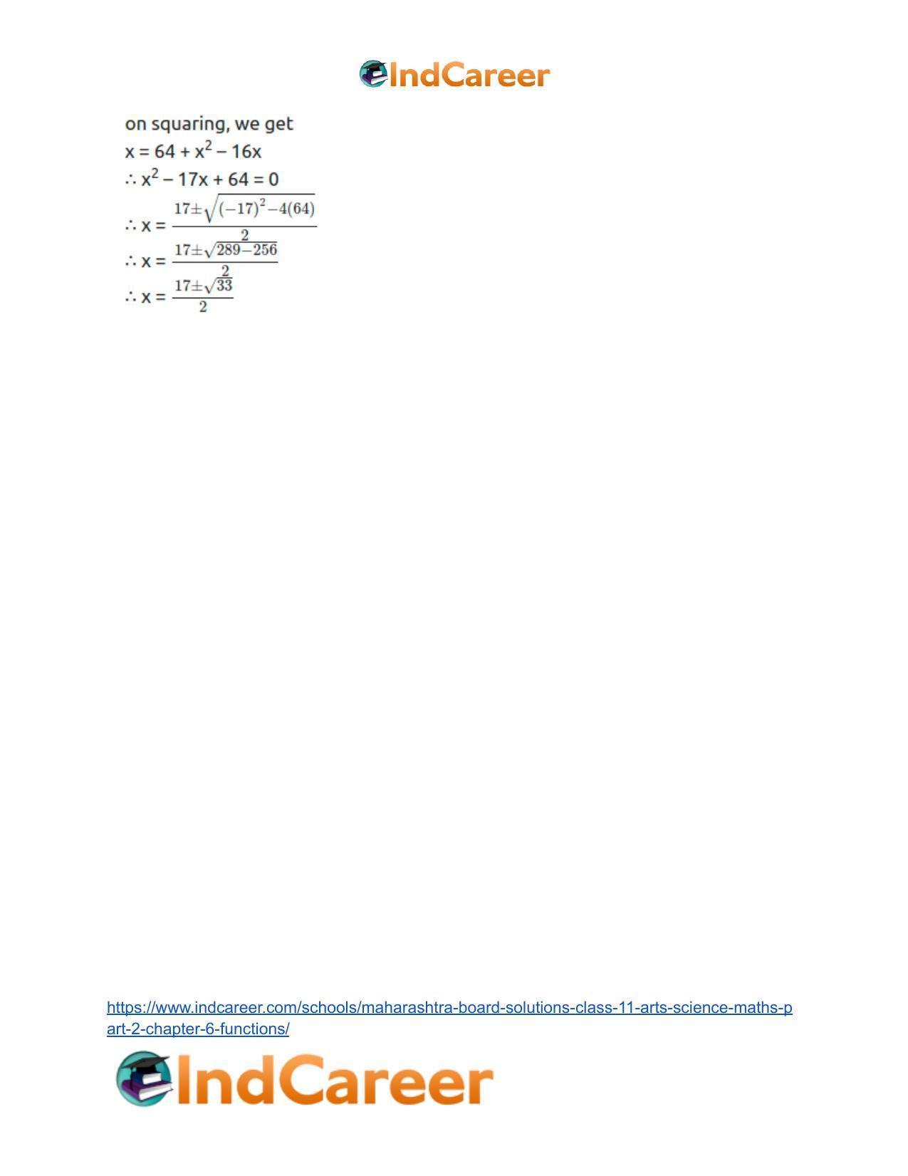 Maharashtra Board Solutions Class 11-Arts & Science Maths (Part 2): Chapter 6- Functions - Page 10