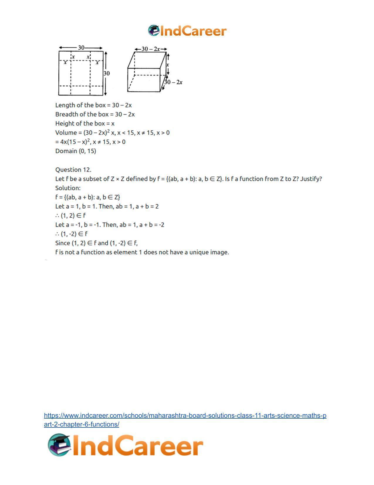 Maharashtra Board Solutions Class 11-Arts & Science Maths (Part 2): Chapter 6- Functions - Page 17