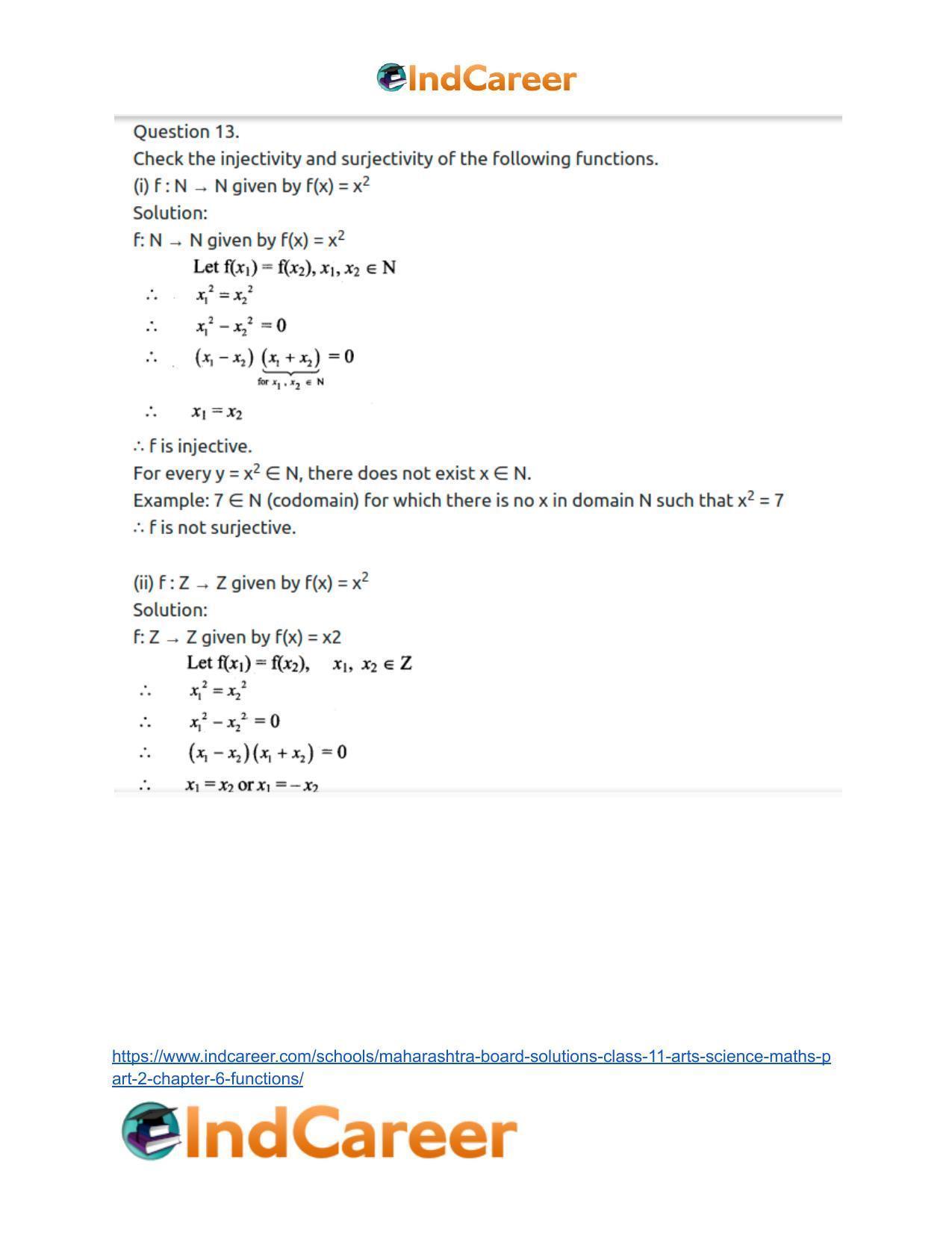 Maharashtra Board Solutions Class 11-Arts & Science Maths (Part 2): Chapter 6- Functions - Page 18