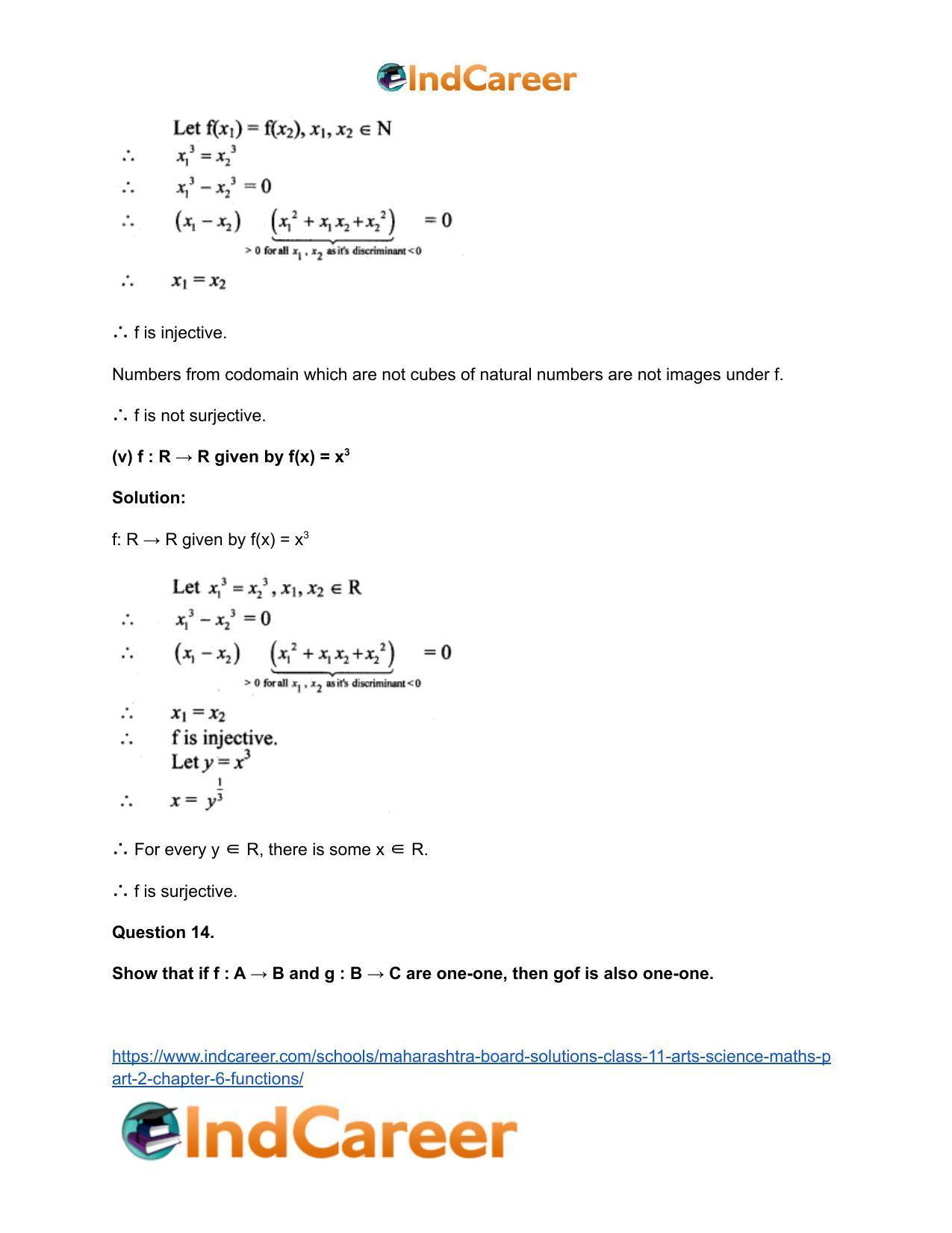 Maharashtra Board Solutions Class 11-Arts & Science Maths (Part 2): Chapter 6- Functions - Page 20