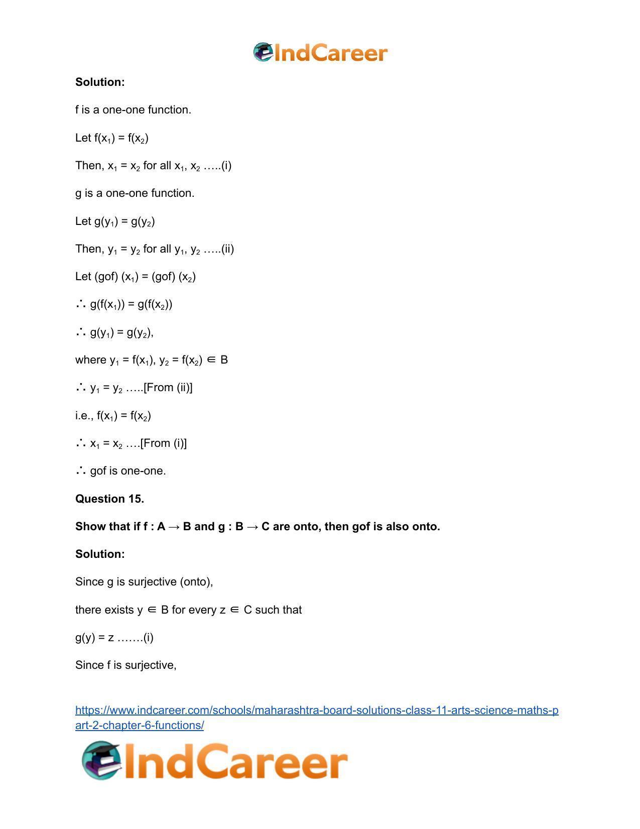 Maharashtra Board Solutions Class 11-Arts & Science Maths (Part 2): Chapter 6- Functions - Page 21