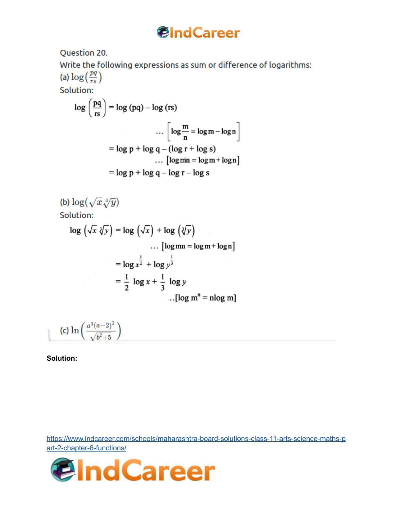 Maharashtra Board Solutions Class 11-Arts & Science Maths (Part 2): Chapter 6- Functions - Page 28