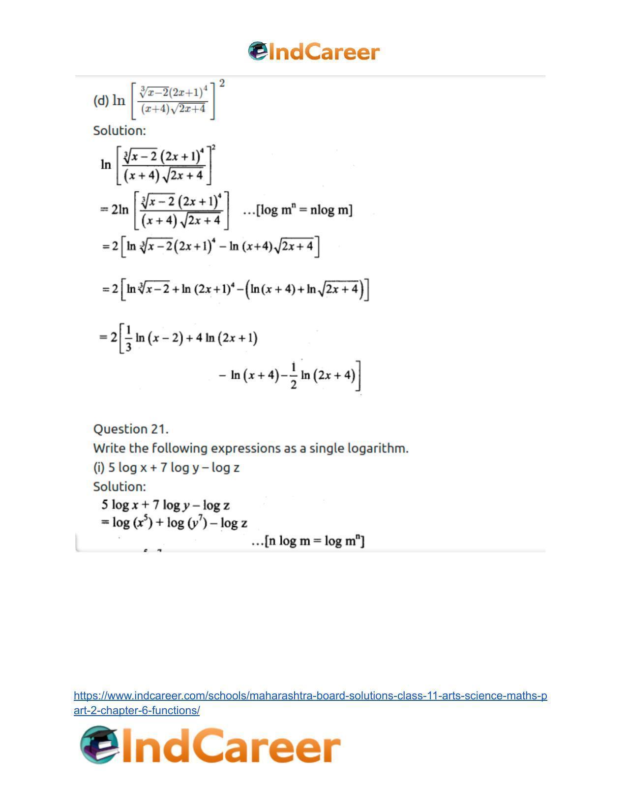 Maharashtra Board Solutions Class 11-Arts & Science Maths (Part 2): Chapter 6- Functions - Page 30