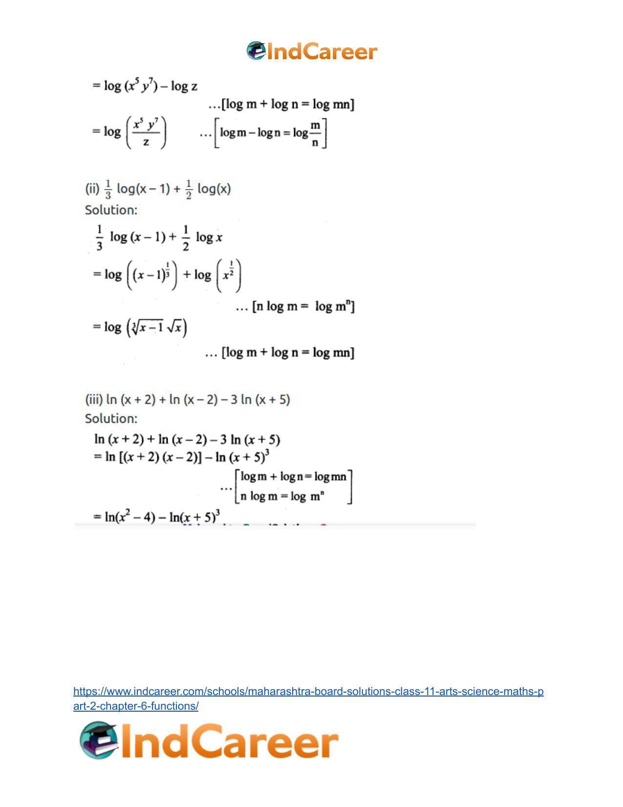 Maharashtra Board Solutions Class 11-Arts & Science Maths (Part 2): Chapter 6- Functions - Page 31