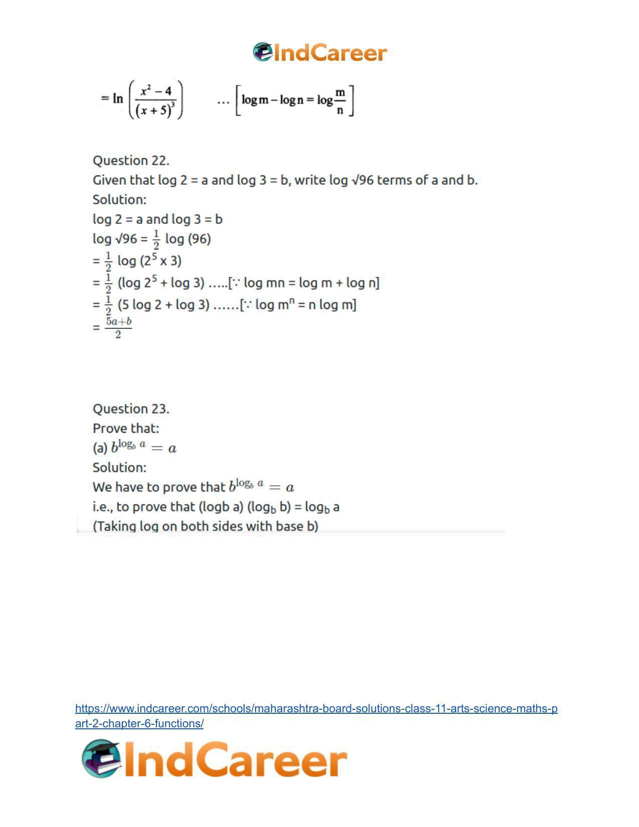 Maharashtra Board Solutions Class 11-Arts & Science Maths (Part 2): Chapter 6- Functions - Page 32