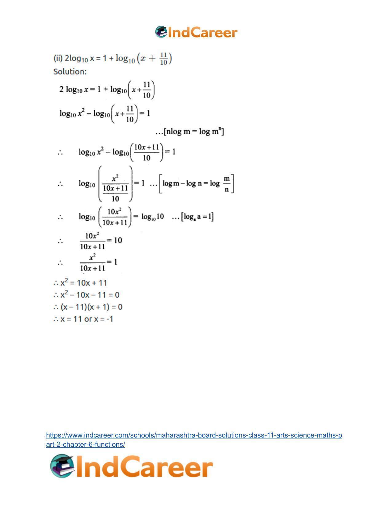 Maharashtra Board Solutions Class 11-Arts & Science Maths (Part 2): Chapter 6- Functions - Page 36