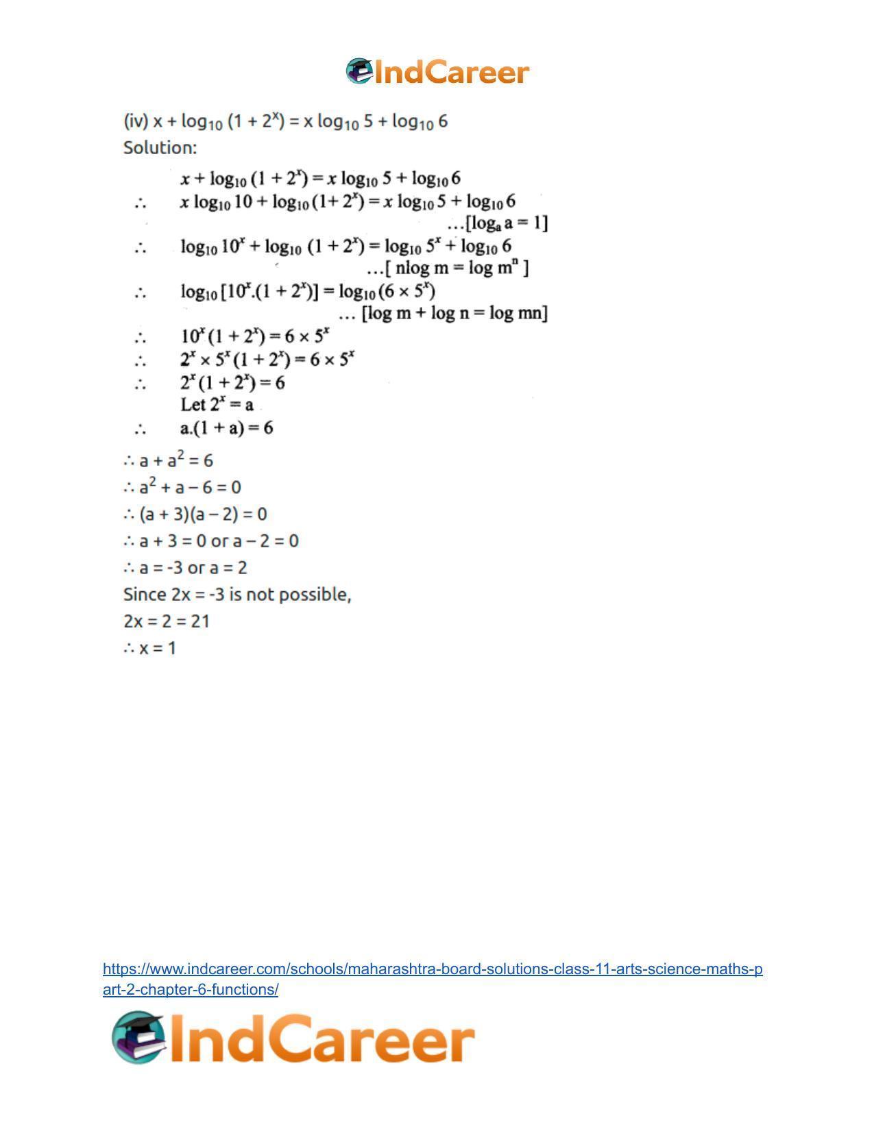 Maharashtra Board Solutions Class 11-Arts & Science Maths (Part 2): Chapter 6- Functions - Page 38