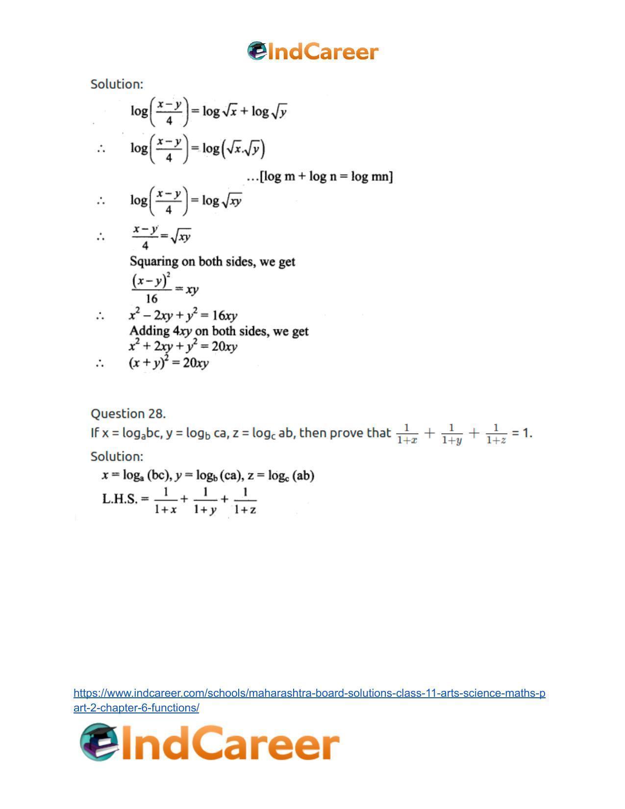 Maharashtra Board Solutions Class 11-Arts & Science Maths (Part 2): Chapter 6- Functions - Page 40