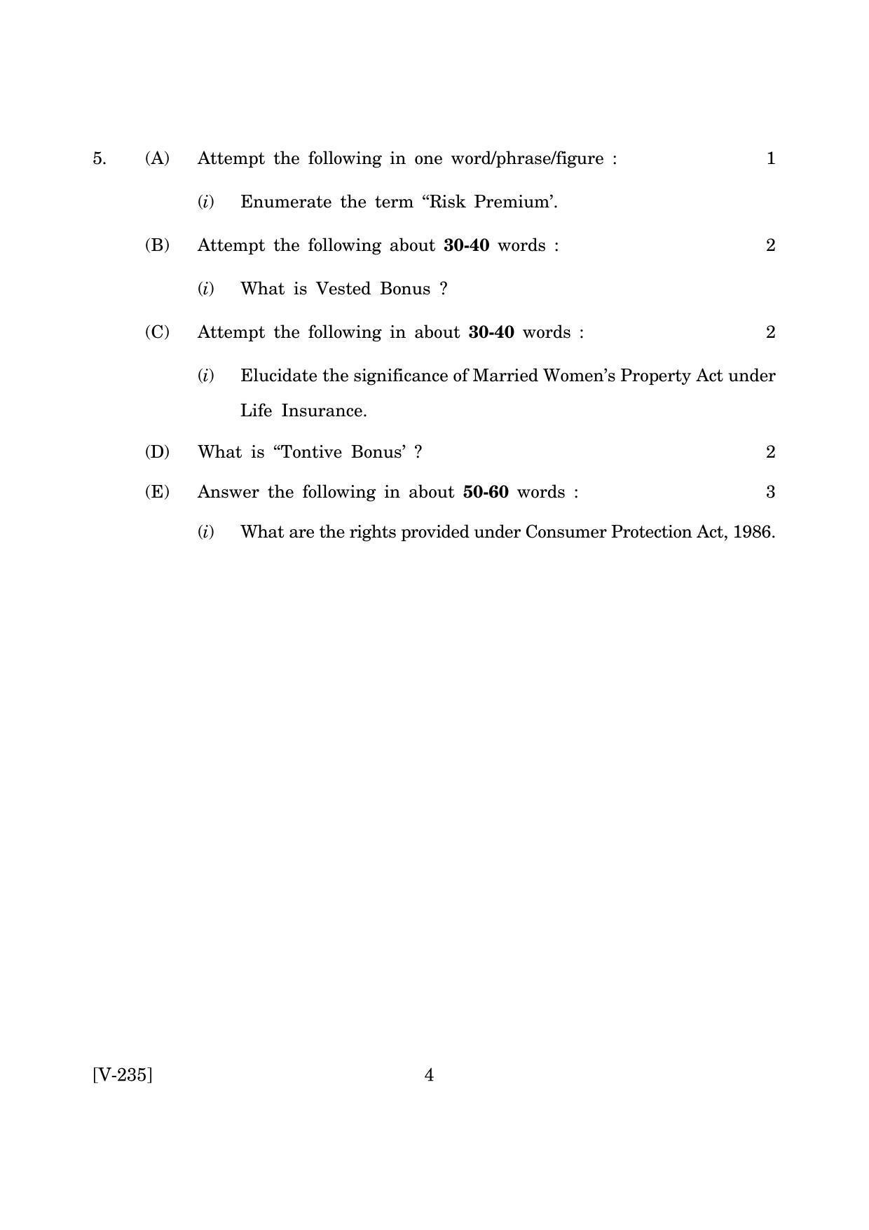 Goa Board Class 12 Insurance II   (June 2019) Question Paper - Page 4