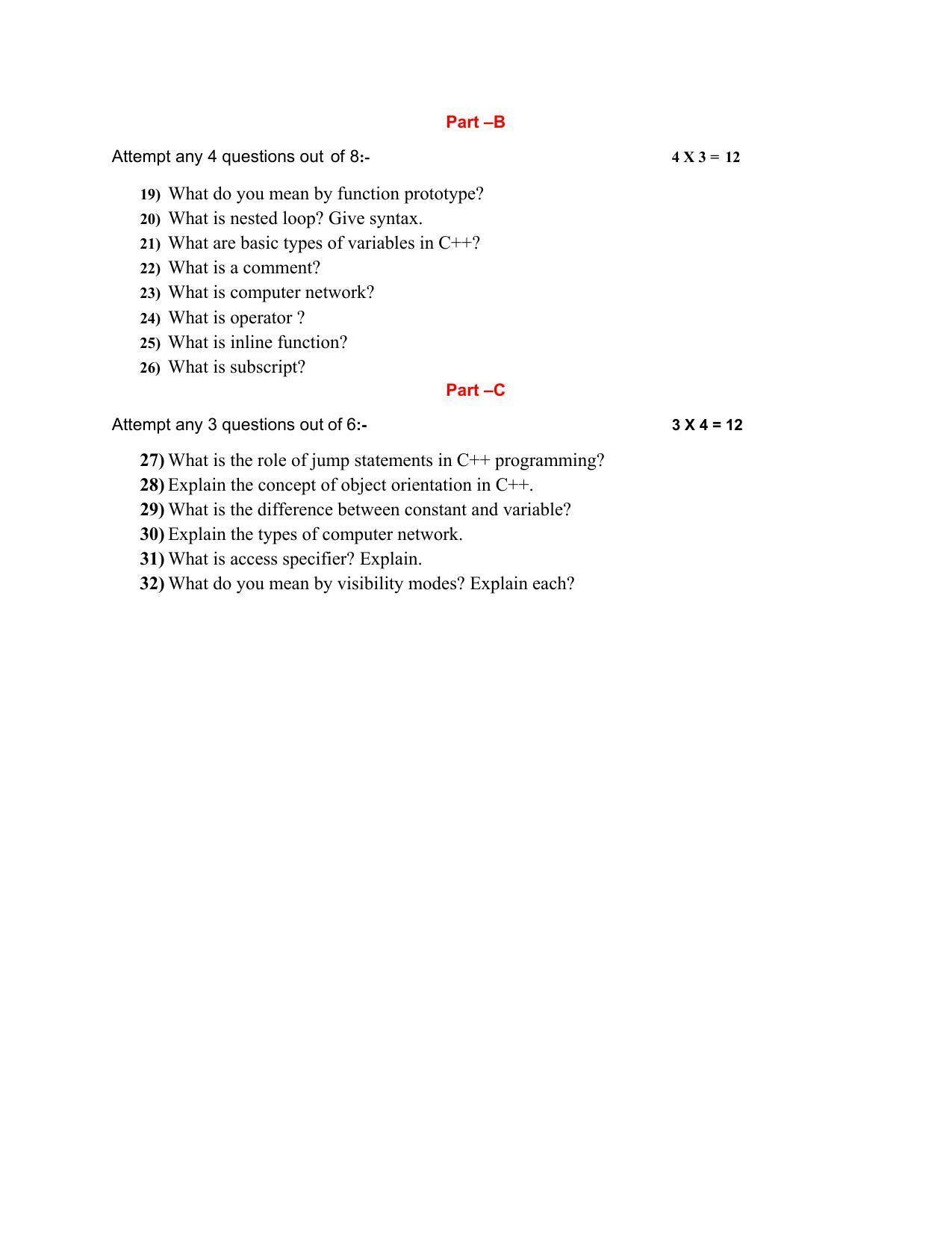 PSEB Class 12th Computer Application (DA Students) Model Paper 2024 - Page 2