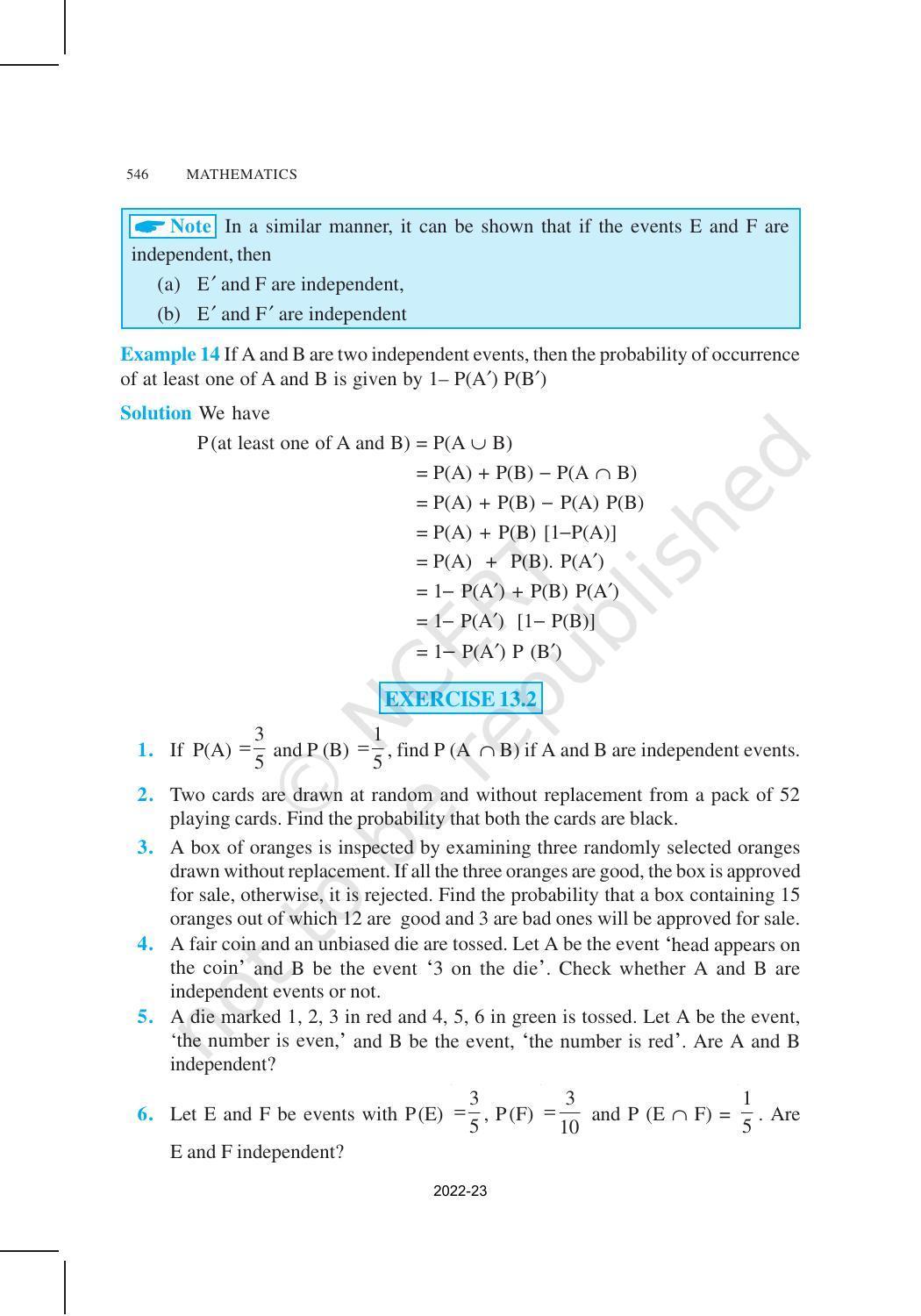 NCERT Book for Class 12 Maths Chapter 13 Probability - Page 16