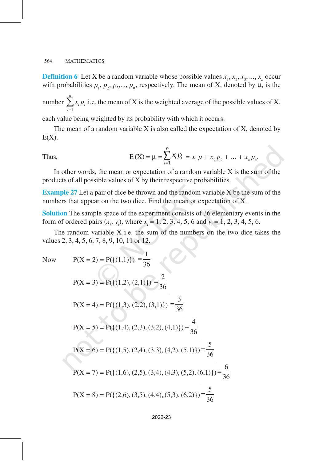 NCERT Book for Class 12 Maths Chapter 13 Probability - Page 34