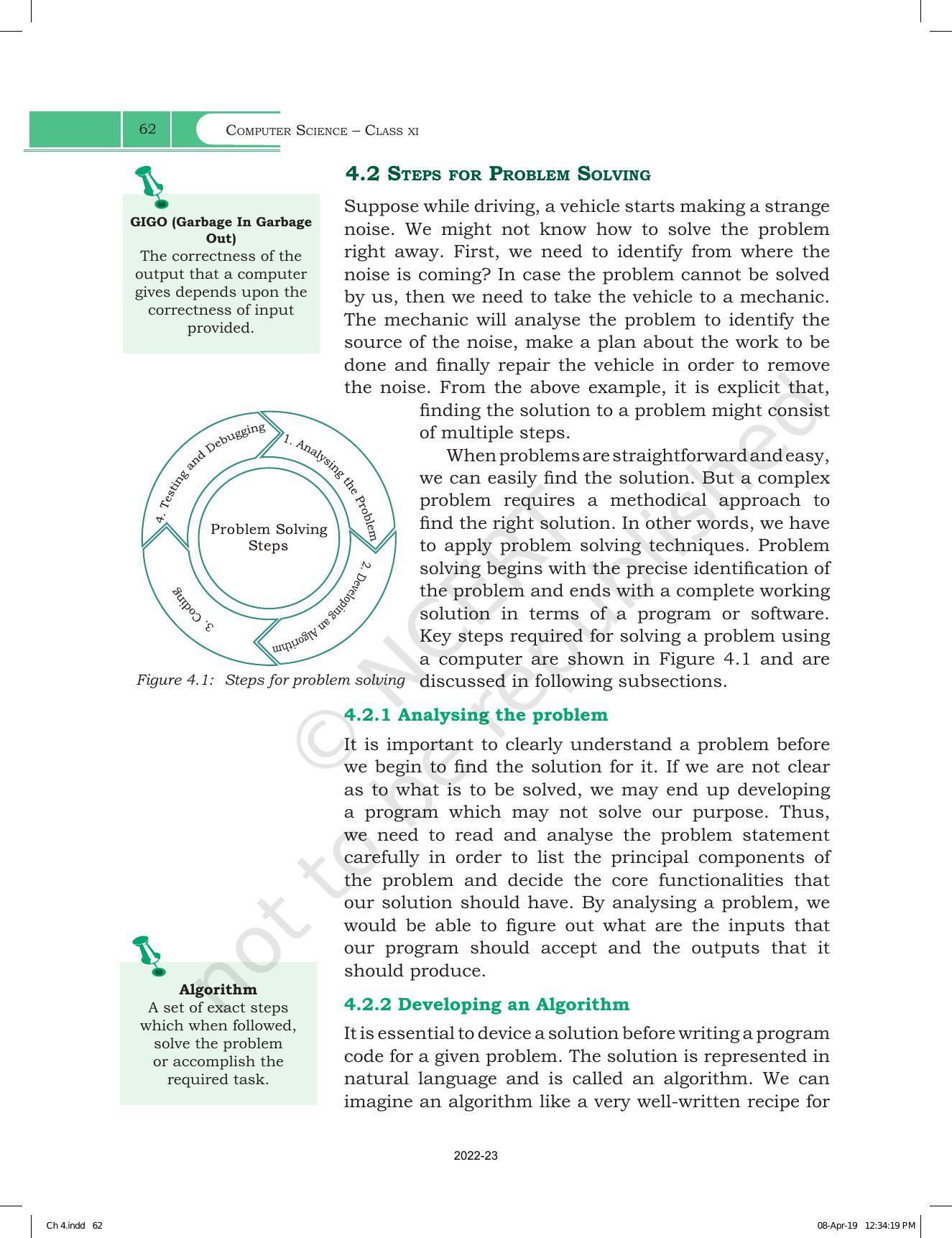 NCERT Book for Class 11 Computer Science Chapter 4 Introduction to Problem-Solving - Page 2