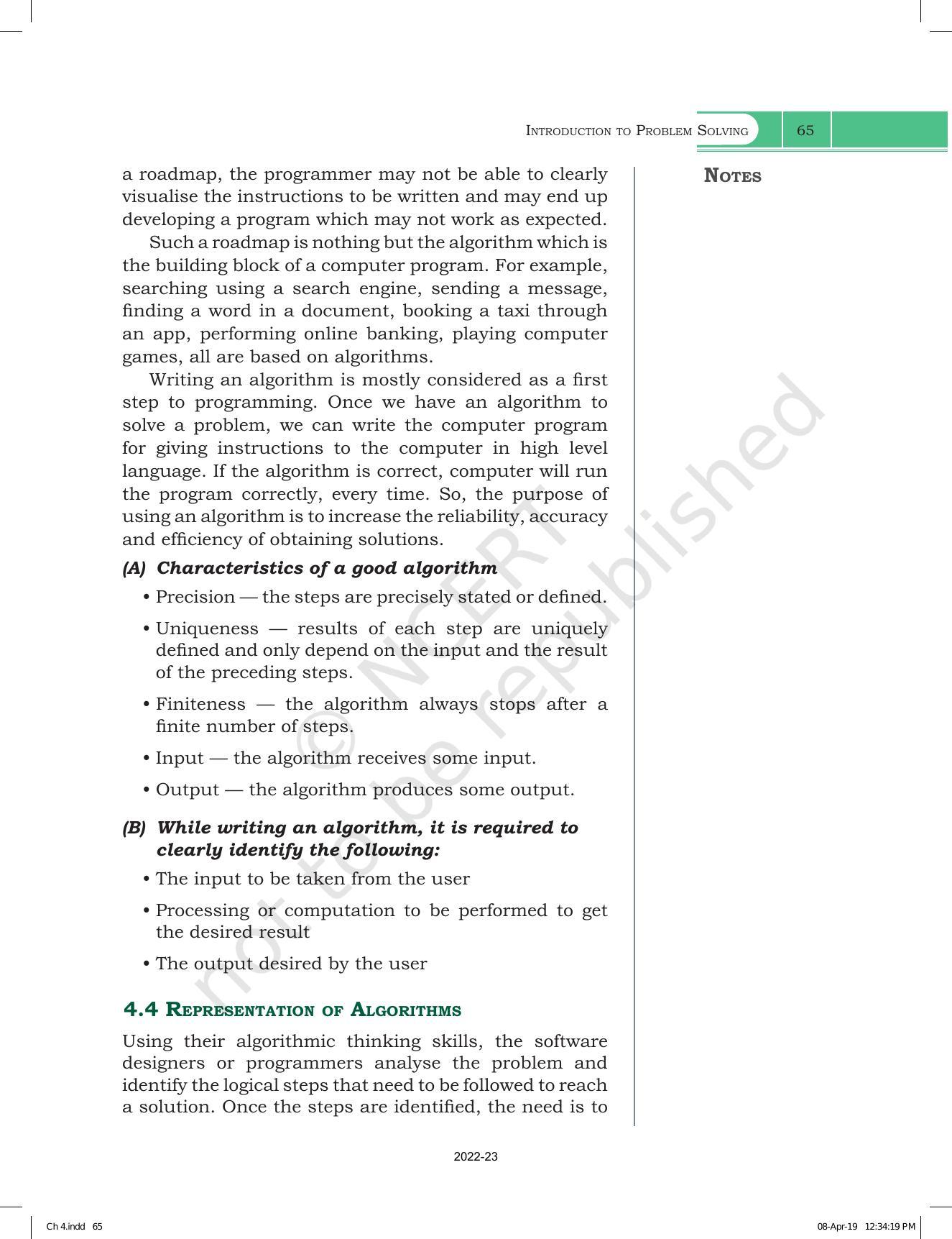 NCERT Book for Class 11 Computer Science Chapter 4 Introduction to Problem-Solving - Page 5