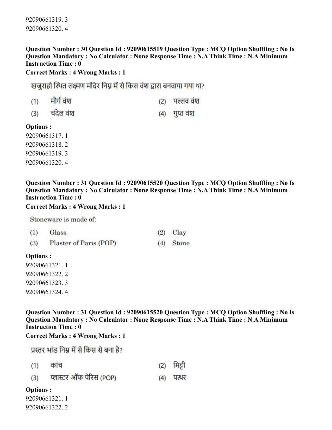 CUET PG 2023: HUQP07 – Fine Arts(HINDI) - Shift 3 (12-06-2023) Question Paper - Page 31