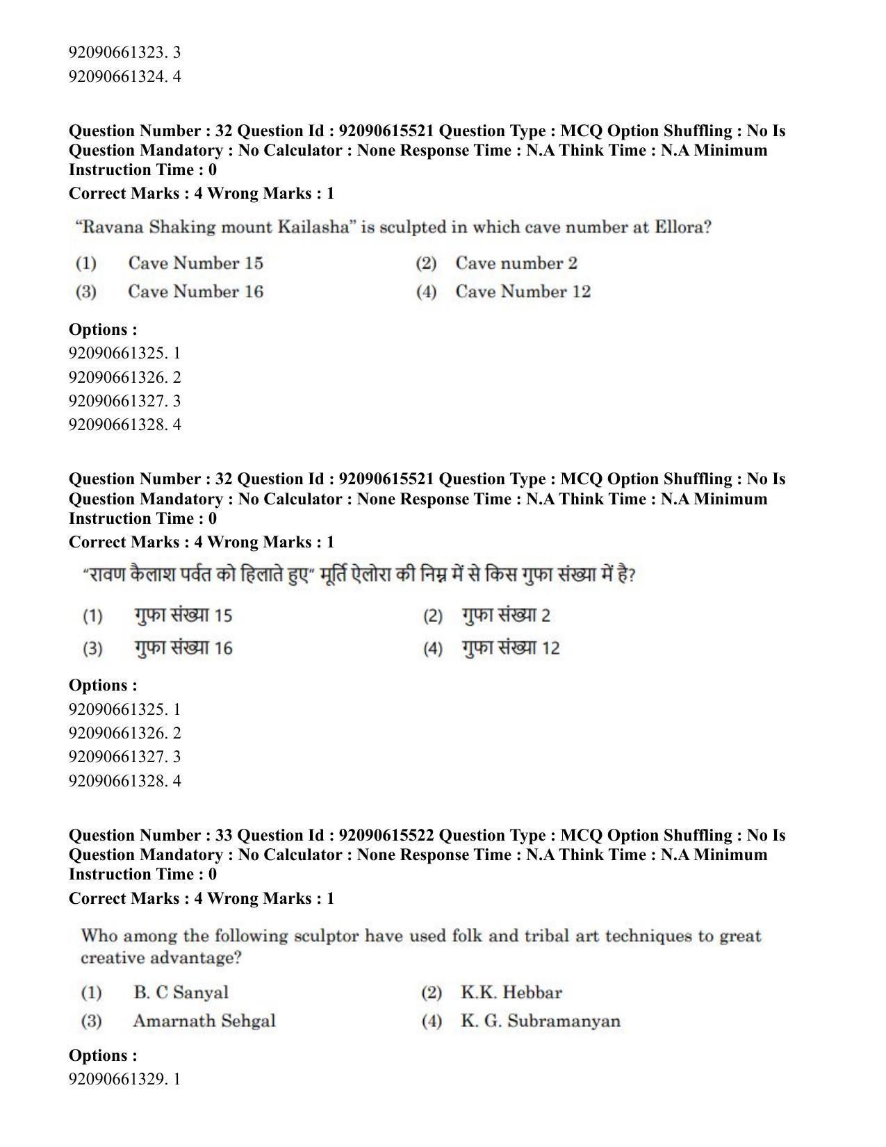 CUET PG 2023: HUQP07 – Fine Arts(HINDI) - Shift 3 (12-06-2023) Question Paper - Page 32