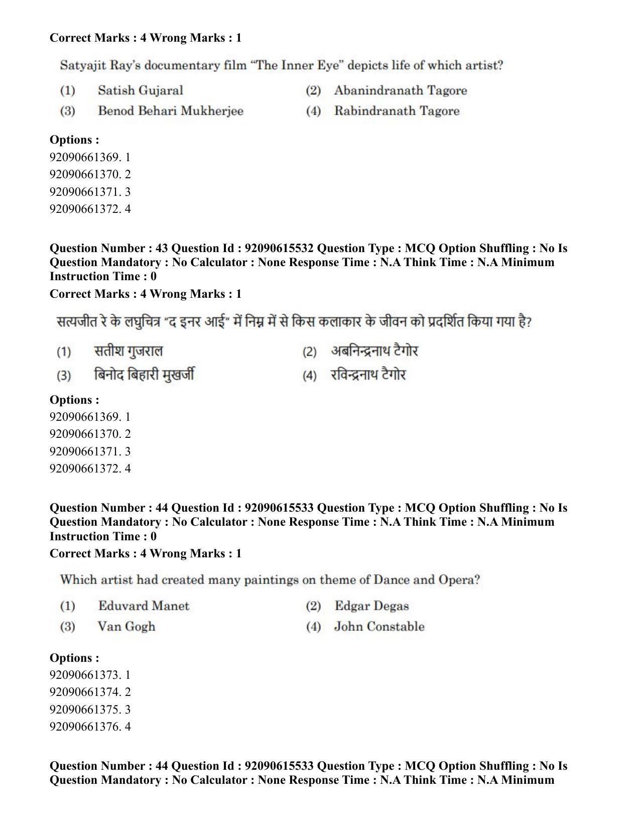 CUET PG 2023: HUQP07 – Fine Arts(HINDI) - Shift 3 (12-06-2023) Question Paper - Page 40